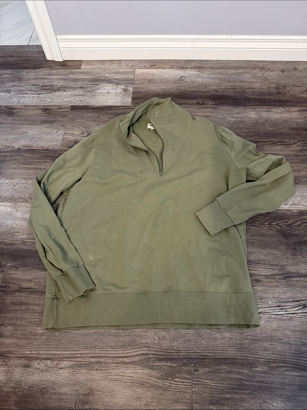 Rowe Men's Olive Green Quarter-Zip Pullover Sweater